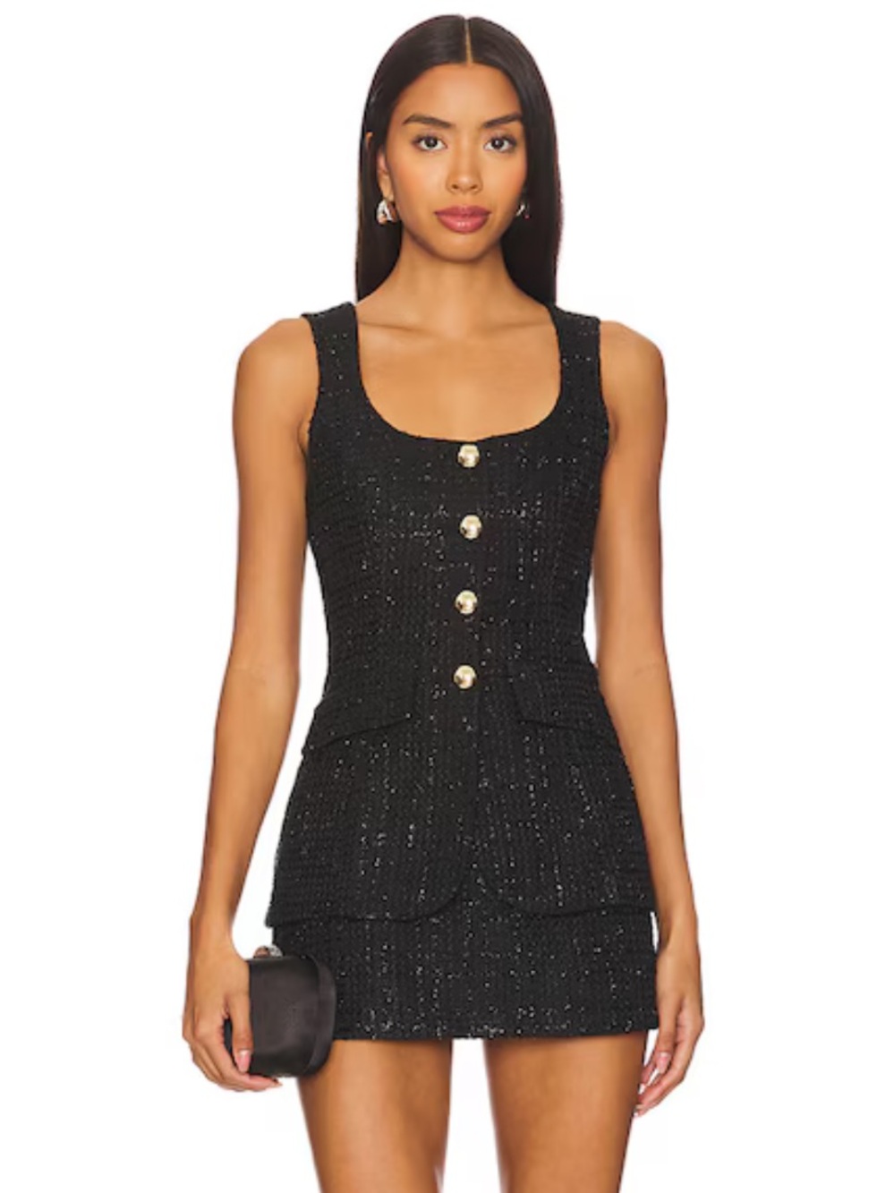 Amanda Uprichard Kya Romper in Watkins Black Tweed Mini Dress Size XS